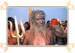 Sadhu with the Traditionalindian Holy Weapon, Kumbh Mela 